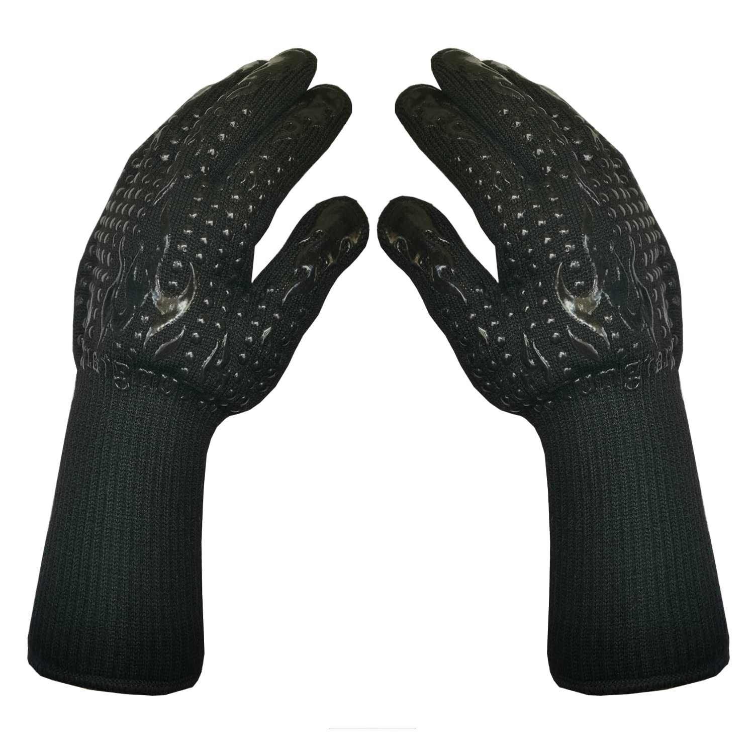 Heat Resistant Oven Gloves with Fingers - 1472℉ BBQ & Grill Mitts, 14