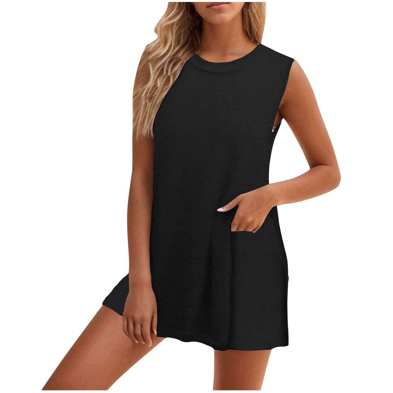 Women's Summer Sweater Sets 2024 | 2-Piece Vacation Outfits | Knit Tank Top & Matching Shorts | Ribbed Lounge Set | Beachwear & Casual Summer Outfits