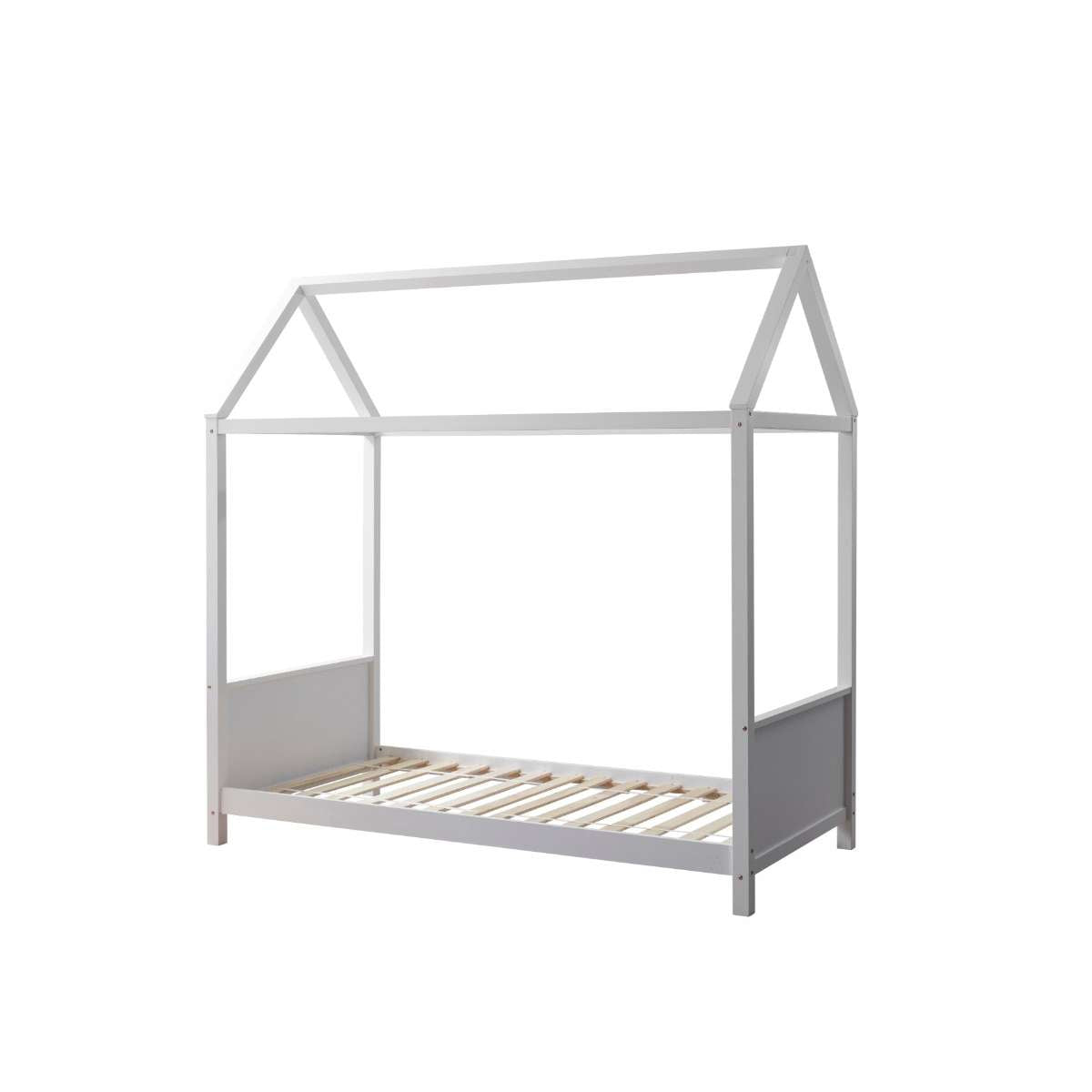 Finn Kids House Bed - Single Size White Wooden Frame for Children's Bedroom, Playroom & Nursery - Perfect for Toddlers & Kids