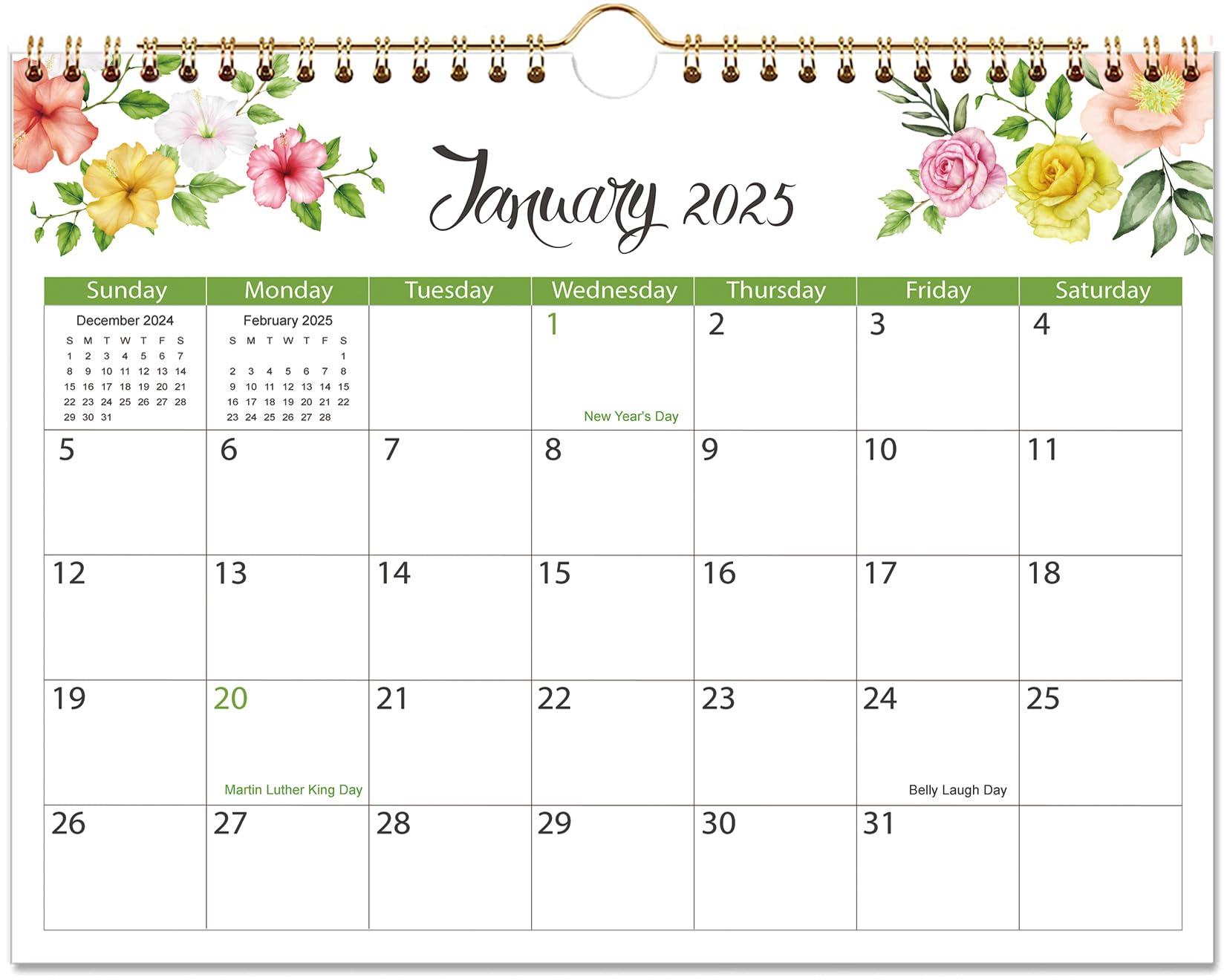 2024-2025 Wall Calendar with Floral Design - October 2024 to December 2025 Hanging or Desk Calendar (8.5