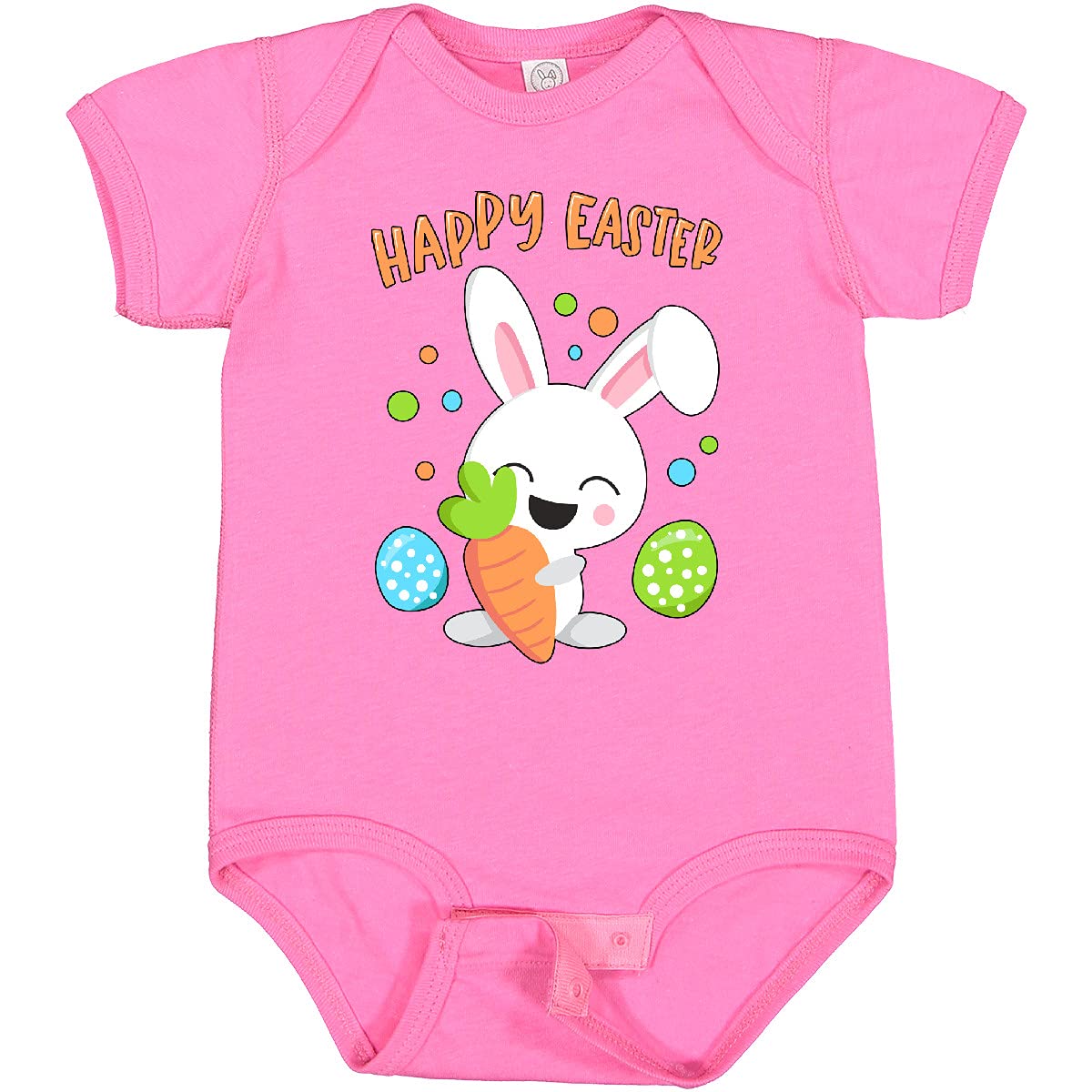 Inktastic Happy Easter Bunny with Eggs and Carrot Baby Bodysuit - Cute Easter Outfit for Infants & Toddlers - Perfect for Easter Photos, Egg Hunts & Spring Celebrations