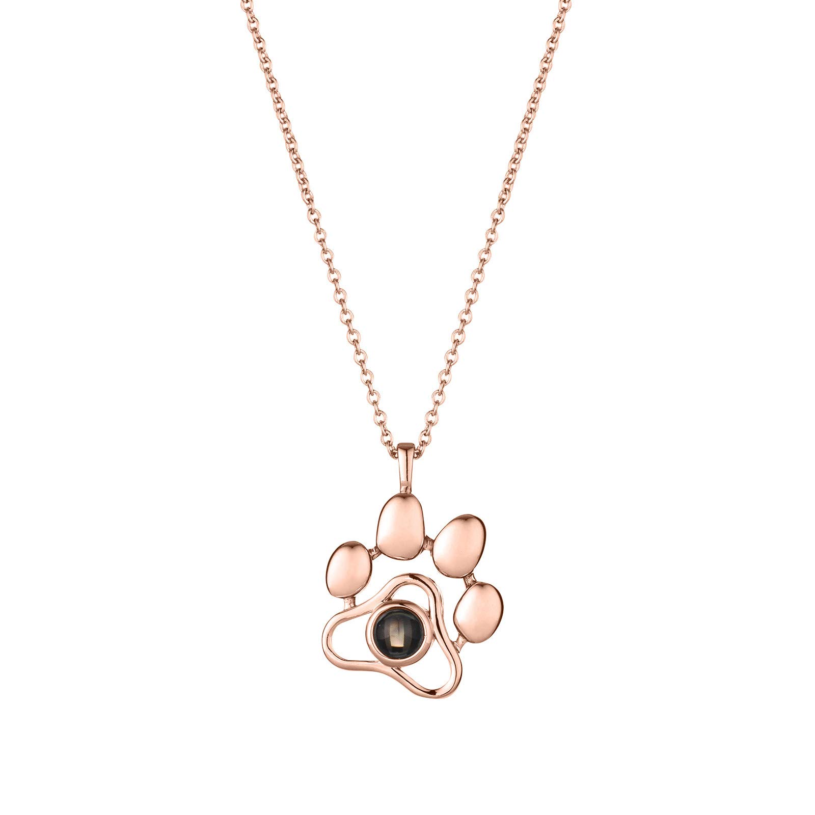 Custom Pet Photo Dog Paw Necklace for Women - Rose Gold Plated Memorial Jewelry Gift for Her, Girls, Dog Lovers | Perfect for Birthdays, Anniversaries & Pet Memorials