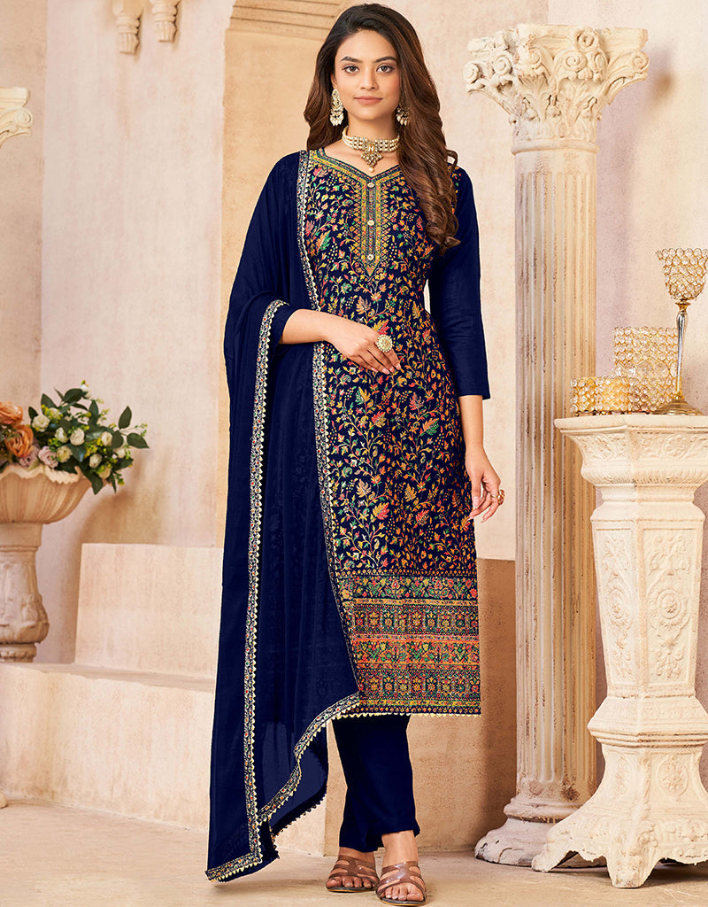 Blue Dola Straight Leg Pants for Women - Comfortable Office Wear & Casual Outfits