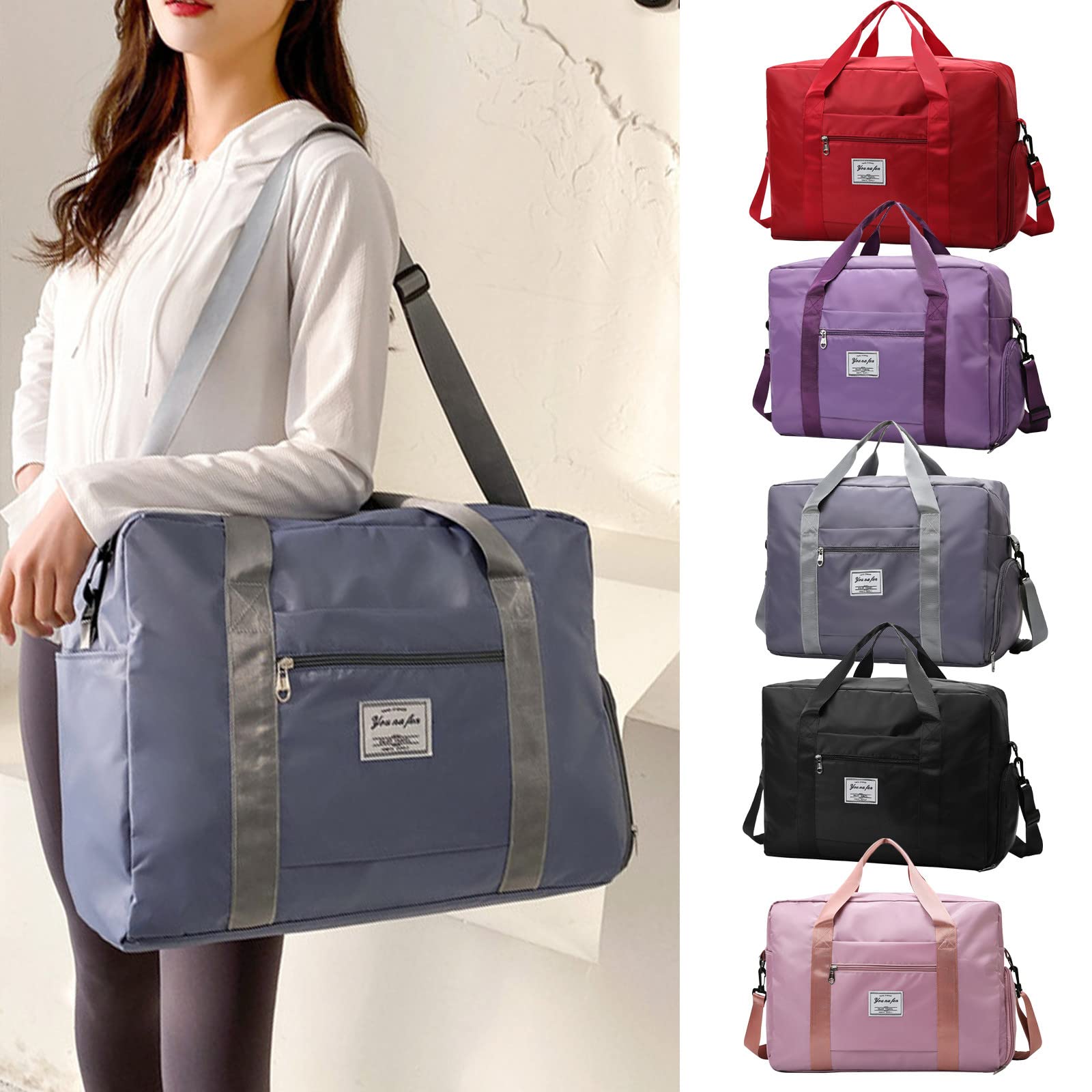 Large 35L Sports Travel Duffle Bag - Lightweight Waterproof Foldable Weekender Bag for Men & Women with Shoe Pocket - Perfect for Gym, Overnight Trips & Weekend Getaways
