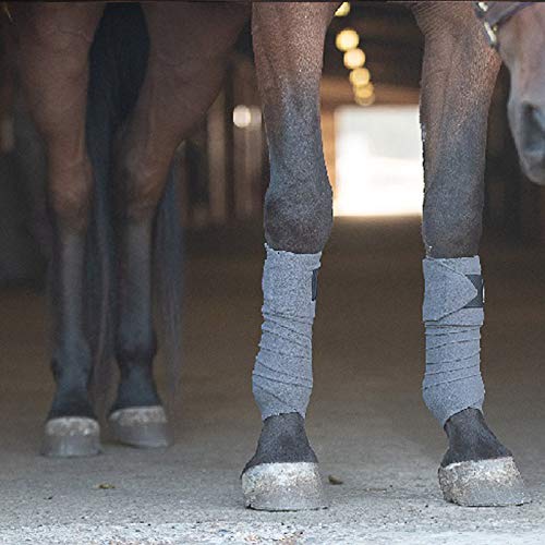 BENEFAB Therapeutic Horse Polo Wraps Set of 4 - Far-Infrared Technology for Muscle Support, Injury Prevention & Pain Relief - Grey Full Size for Equestrian Training & Competition