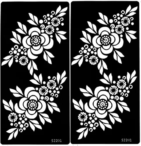 KICKWIX Henna Tattoo Stencil Kit - Set of 2 Reusable Body Art Templates for Women & Girls - Perfect for Hand, Finger & Body Painting - Great for Festivals, Parties & DIY Temporary Tattoos