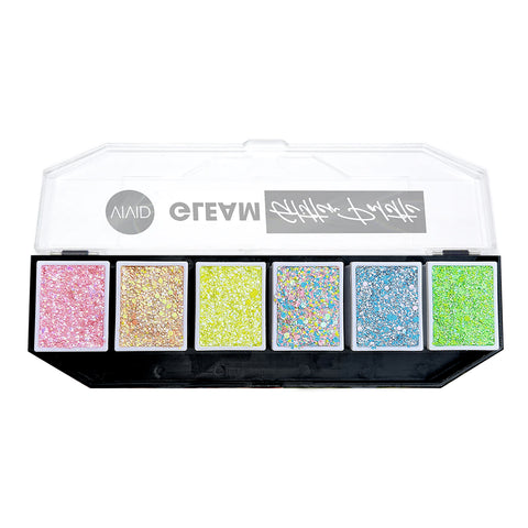 Pastel Glow Gleam Glitter Cream Palette - Shimmer Highlighter for Face & Body, Perfect for Makeup, Parties, and Festivals