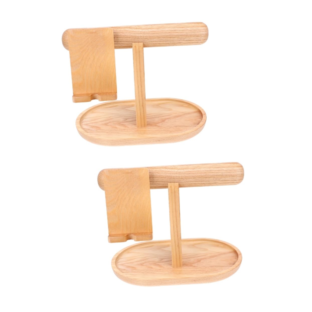 2-Pack Wooden Phone & Tablet Stand - Universal Car & Tabletop Holder for iPhone, Samsung, iPad - Perfect for Home, Office, and Travel Use