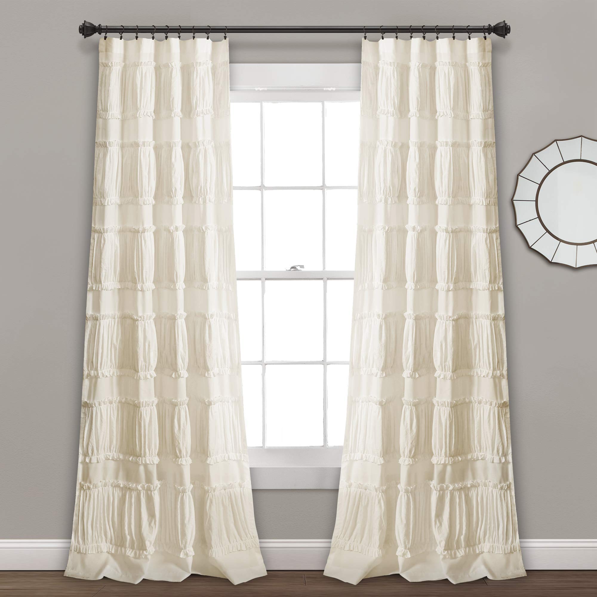 Lush Decor Nova Ruffle Curtains 42x95 Ivory - Elegant Window Dressing for Living Room