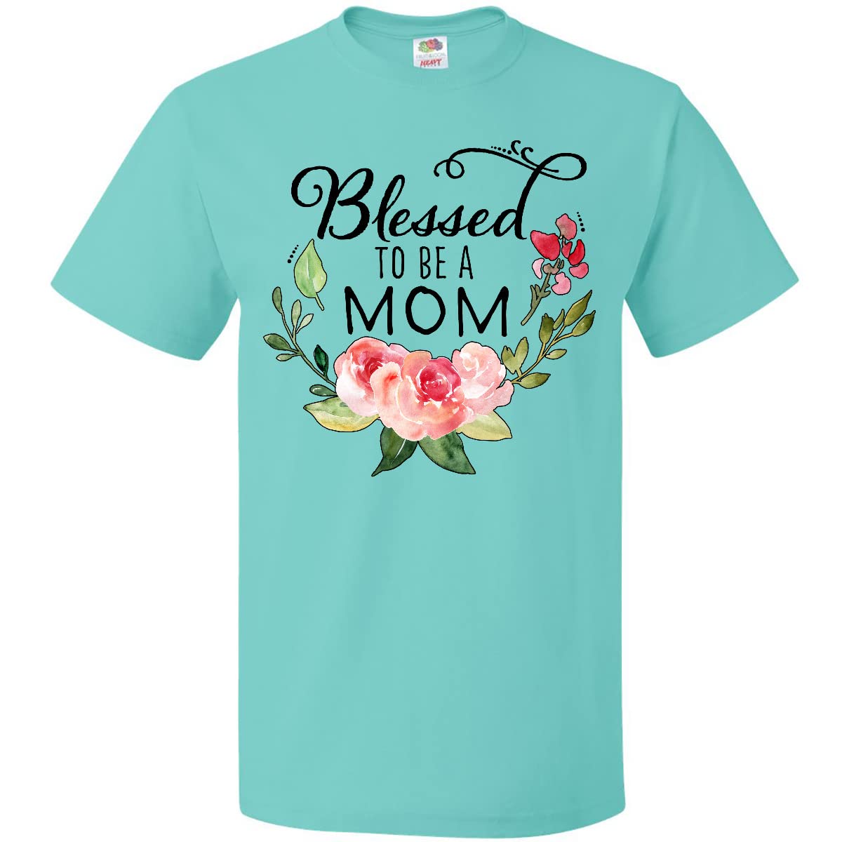 Blessed to Be a Mom T-Shirt with Pink Floral Design - Comfortable Cotton Women's Tee for Mother's Day, Family Gatherings & Casual Wear