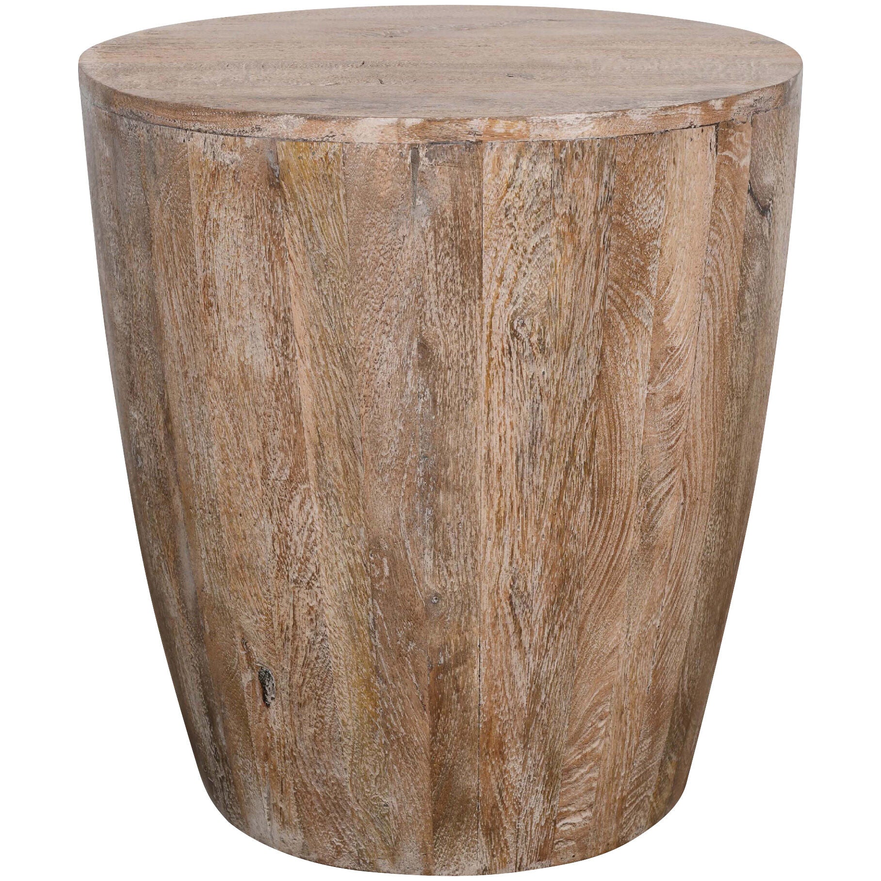 Origins Drum Side Table - Round Wooden End Table with Storage Shelf for Living Room, Bedroom, or Office - Perfect for Holding Lamps, Books, and Decor