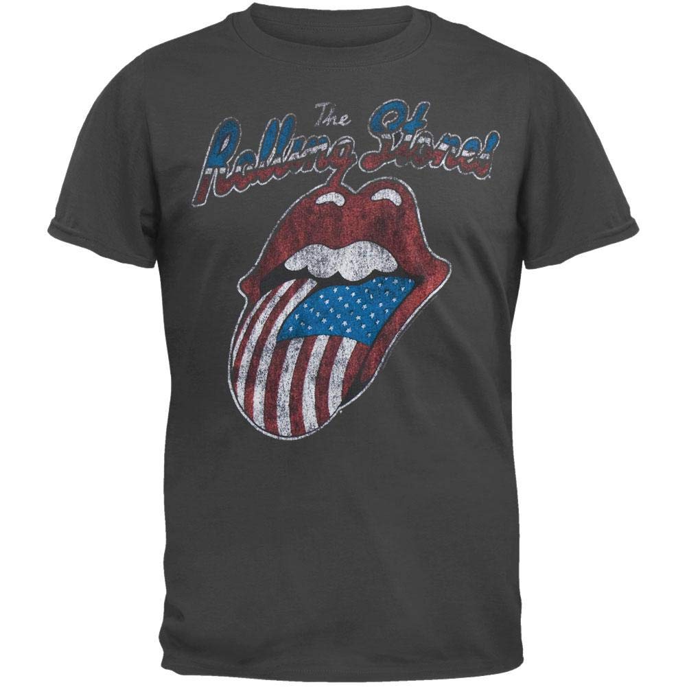 Rolling Stones Men's Tour of America Graphic T-Shirt - Large Gun Metal Gray - Vintage Rock Band Tee for Concerts & Casual Wear