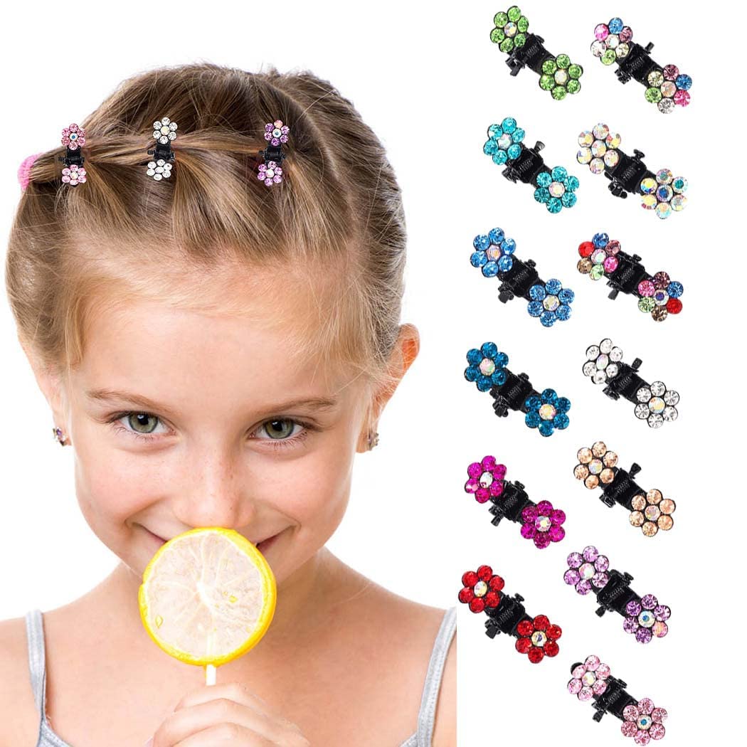 12Pcs Mini Cute Rhinestone Hair Clips for Girls - Silver Crystal Hairpins for Kids Hair Styling & Party Accessories | Perfect for School, Weddings & Daily Hair Decor