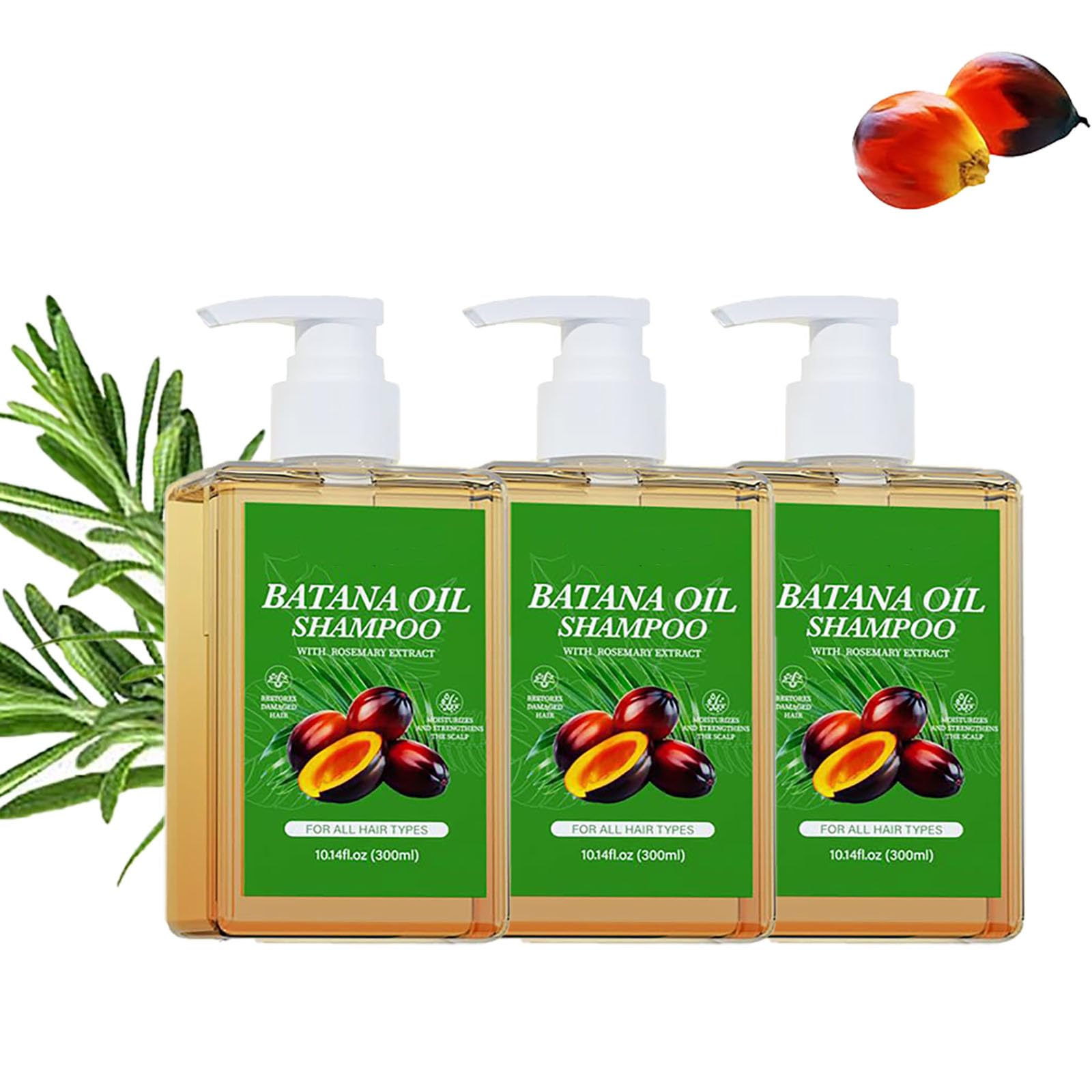 Batana Oil Shampoo for Hair Loss - Rosemary Extract Shampoo & Conditioner Set (3 Pack) - Nourishing & Regenerating Hair Treatment for Dry, Damaged Hair - Perfect for Daily Use & Scalp Care