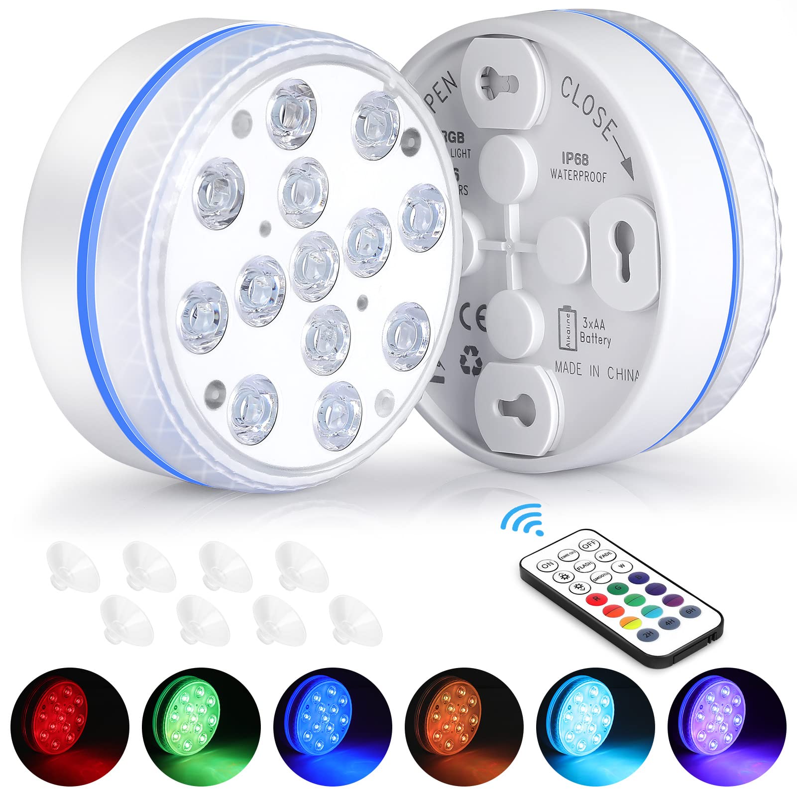 Orelpo Submersible LED Pool Lights - 16 Color Changing, Waterproof with Remote - for Pools, Hot Tubs & Fish Tanks
