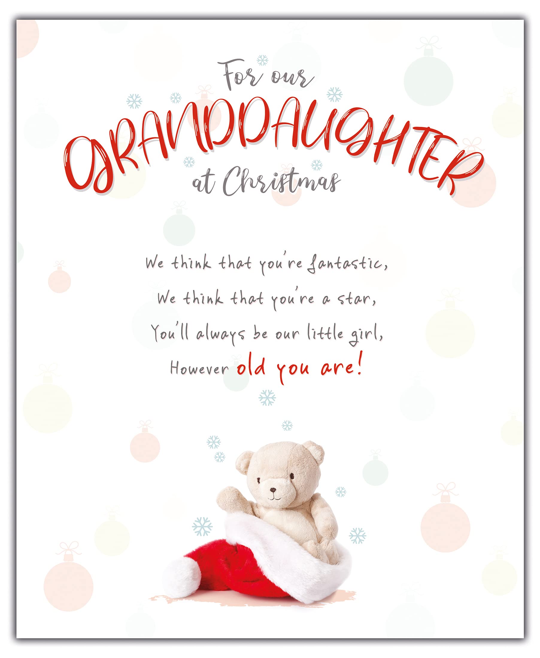 Heartfelt Granddaughter Christmas Card - Elegant Holiday Greeting Card for Granddaughters - Perfect for Family Christmas Wishes & Holiday Gifts - Use for Christmas Tree Decor, Stocking Stuffers or Sentimental Keepsakes