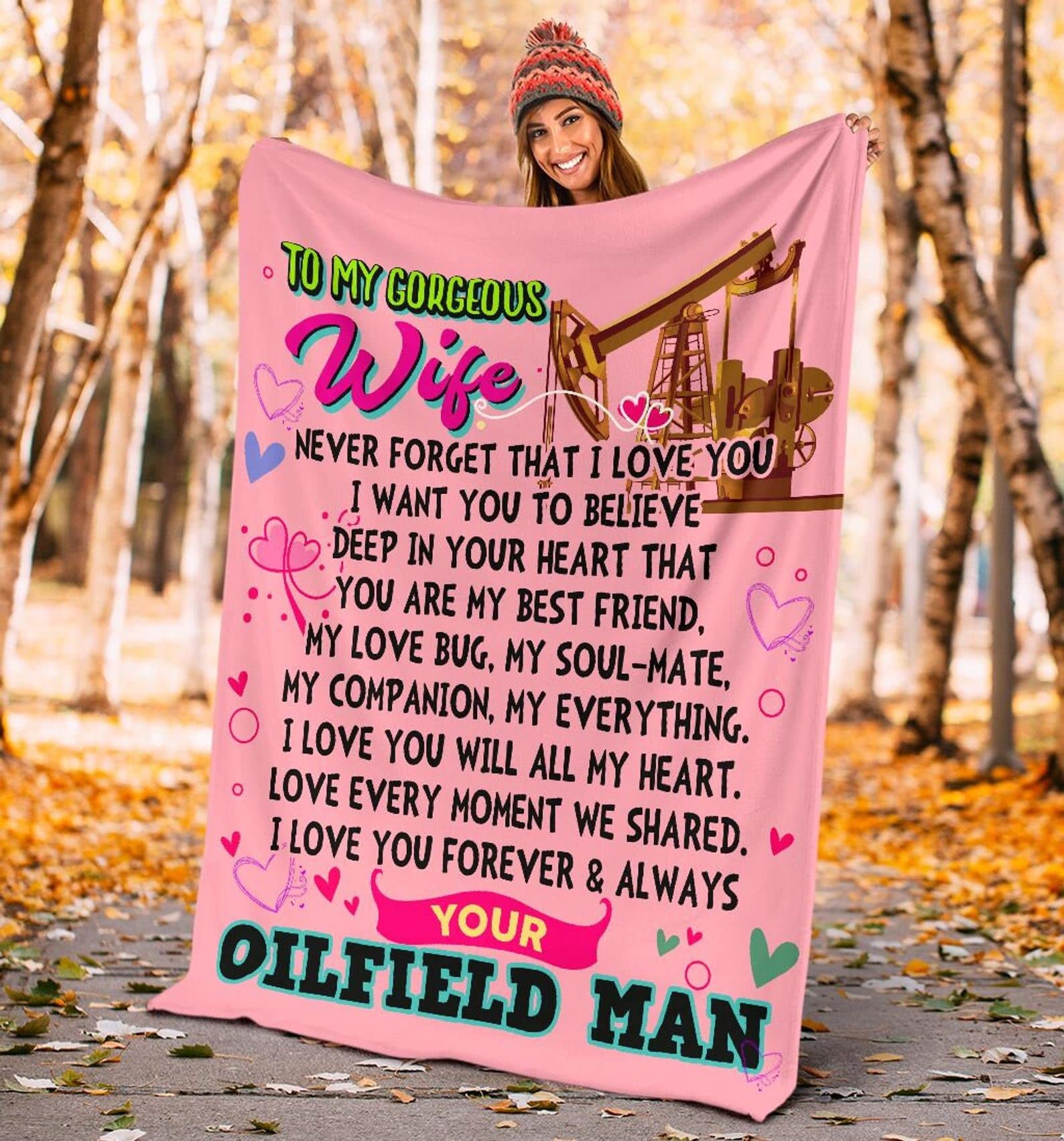 Personalized Oilfield Blanket - Romantic Gift for Wife - Birthday, Anniversary, Valentine's Day - Cozy Home Decor