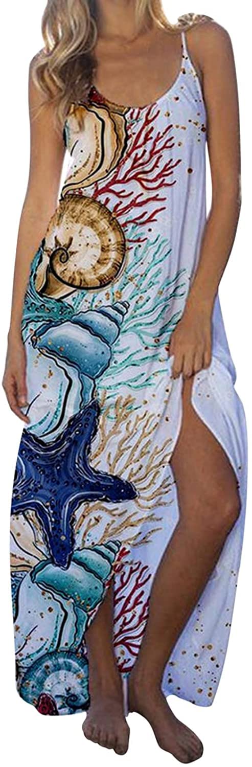 Bohemian Floral Print Women's Summer Maxi Dress - Spaghetti Strap Casual Long Dress for Beach, Vacation & Outdoor Parties