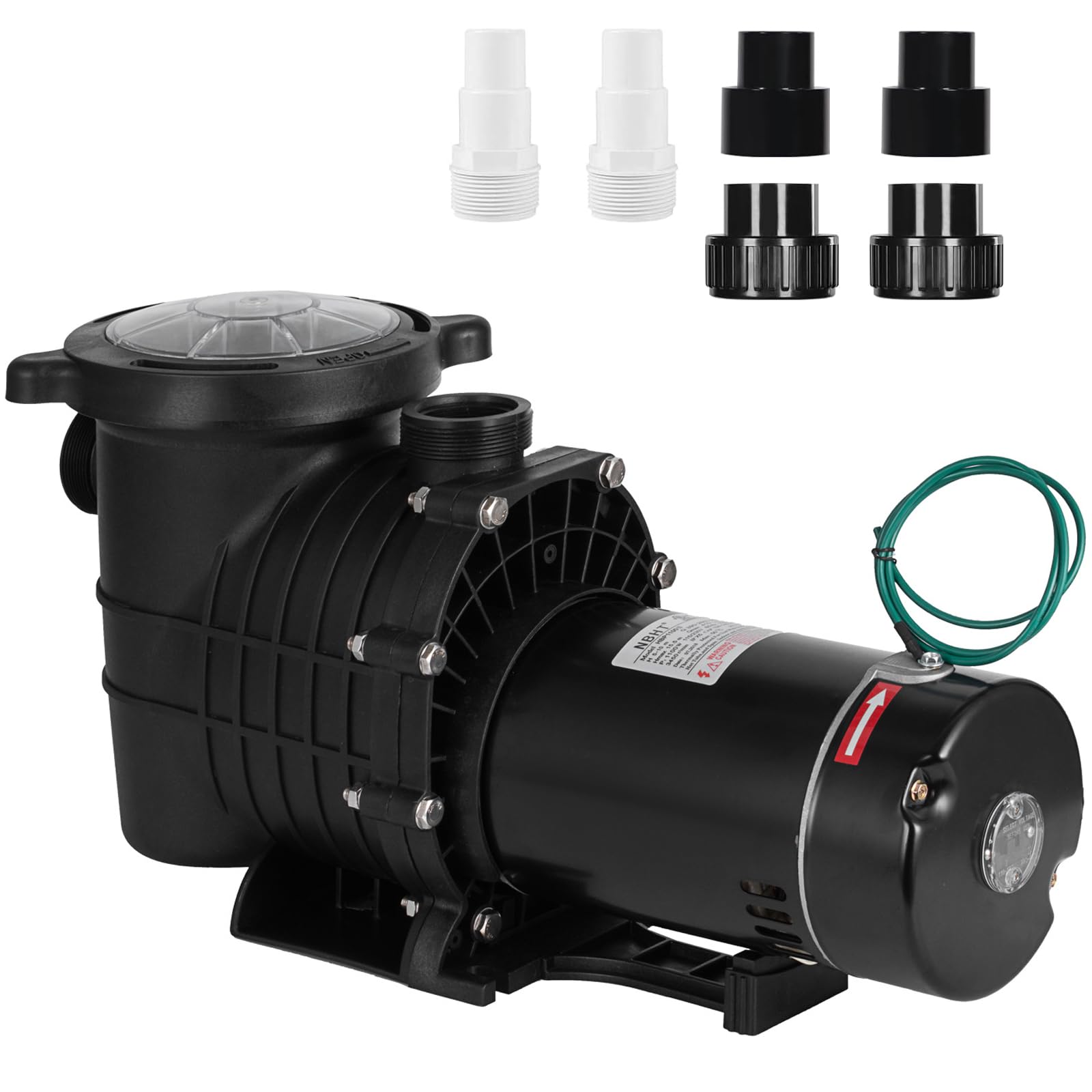 1.5HP Self Priming Pool Pump - Inground & Above Ground Swimming Pool Pump - 110V/220V Dual Voltage - 1100W 60Hz Single Speed - with Strainer Basket & Silent Operation - Perfect for Residential & Commercial Pools, Spas, and Water Features