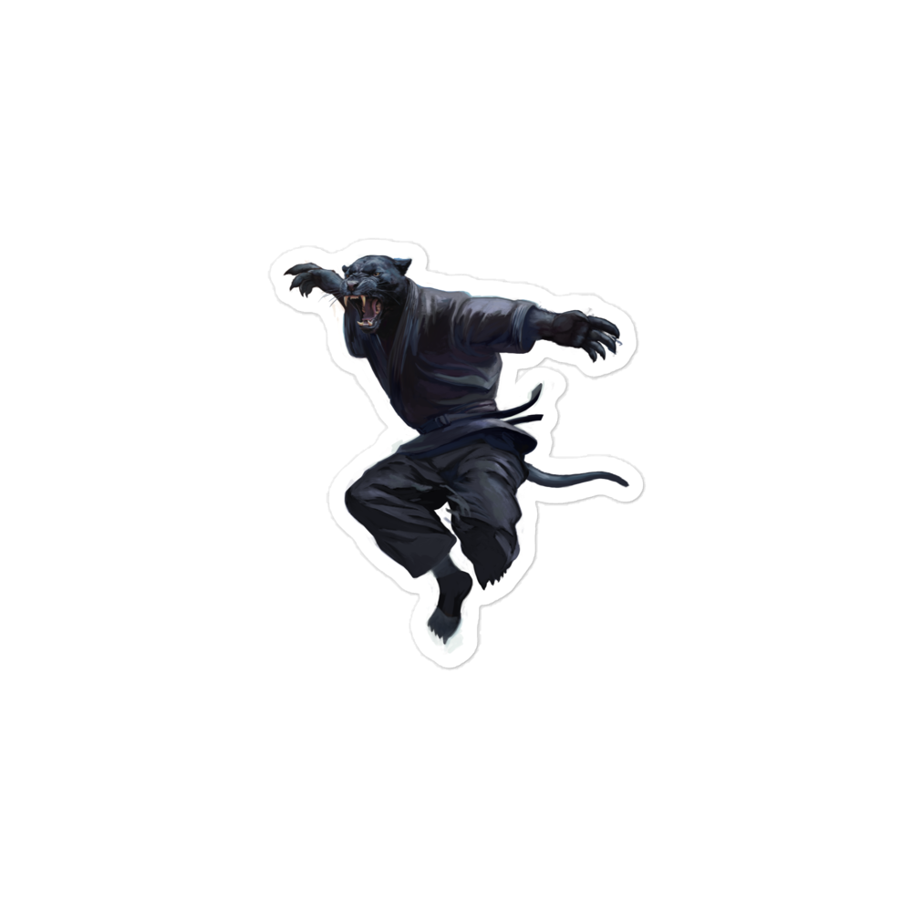 Zoo Jitsu Fighters Paulo the Panther Bubble-Free Sticker - Waterproof Vinyl Decal for Laptops, Cars, Water Bottles & DIY Crafts