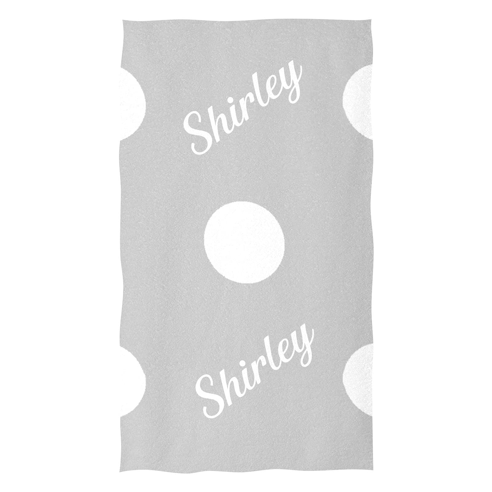 Custom Personalized Hand Towels with Name - White Polka Dot Soft Microfiber Bath Towel (16x28 inches) for Bathroom, Kitchen, Hotel, Gym & Spa | Perfect for Gifts, Home Decor & Luxury Bath Essentials