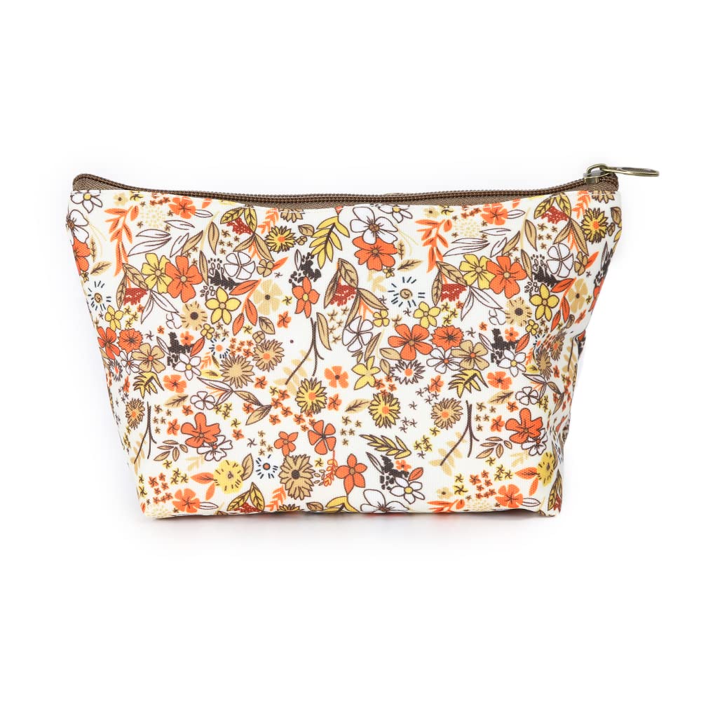 Waterproof Makeup Bag for Women - Floral Printed Travel Cosmetic Organizer for Beauty Essentials