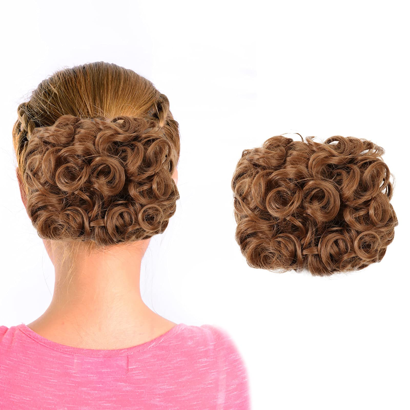 Fullwei Hair Bun Maker Clip - Messy Bun Updo Hair Scrunchies Extension with Wavy Synthetic Hairpieces for Women & Girls | Perfect for Parties, Weddings, and Everyday Hairstyles