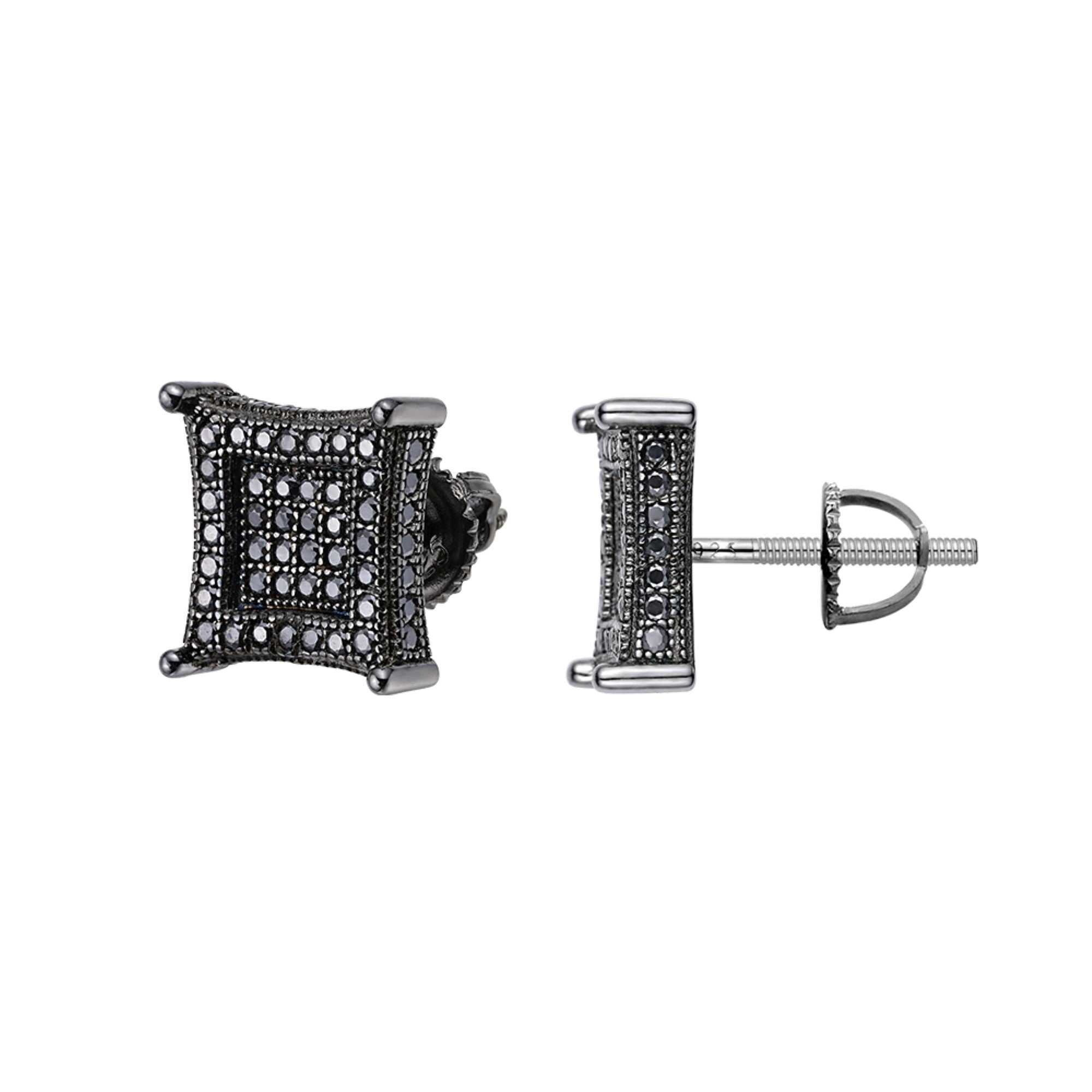 Moissanite Diamond Black Kite Earrings - 925 Sterling Silver Stud Earrings for Men & Women | Perfect for Weddings, Parties & Everyday Wear