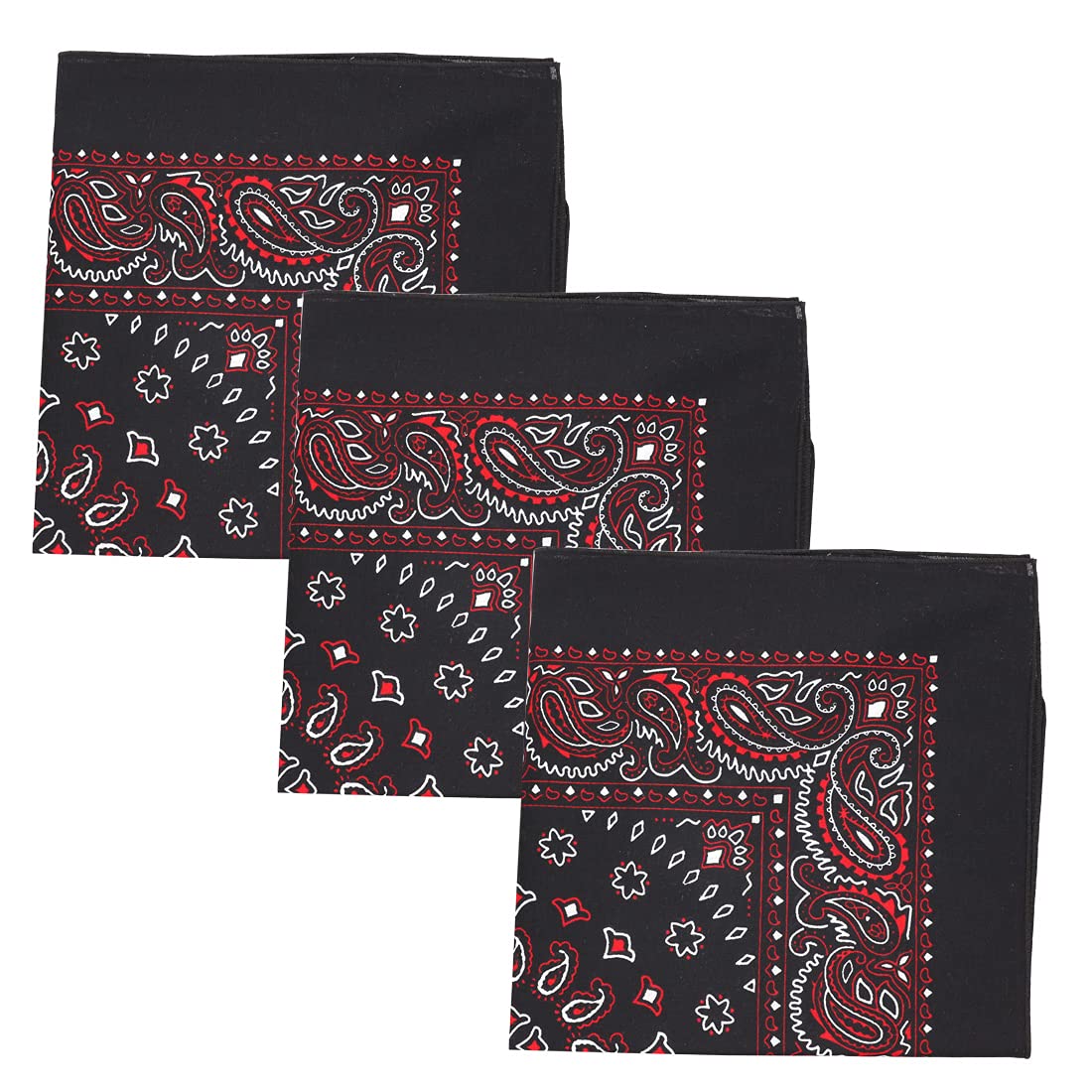 Two Tone Paisley Bandana Set of 3 - Stylish & Durable Cotton Bandanas for Outdoor Adventures, Festivals, and Everyday Fashion