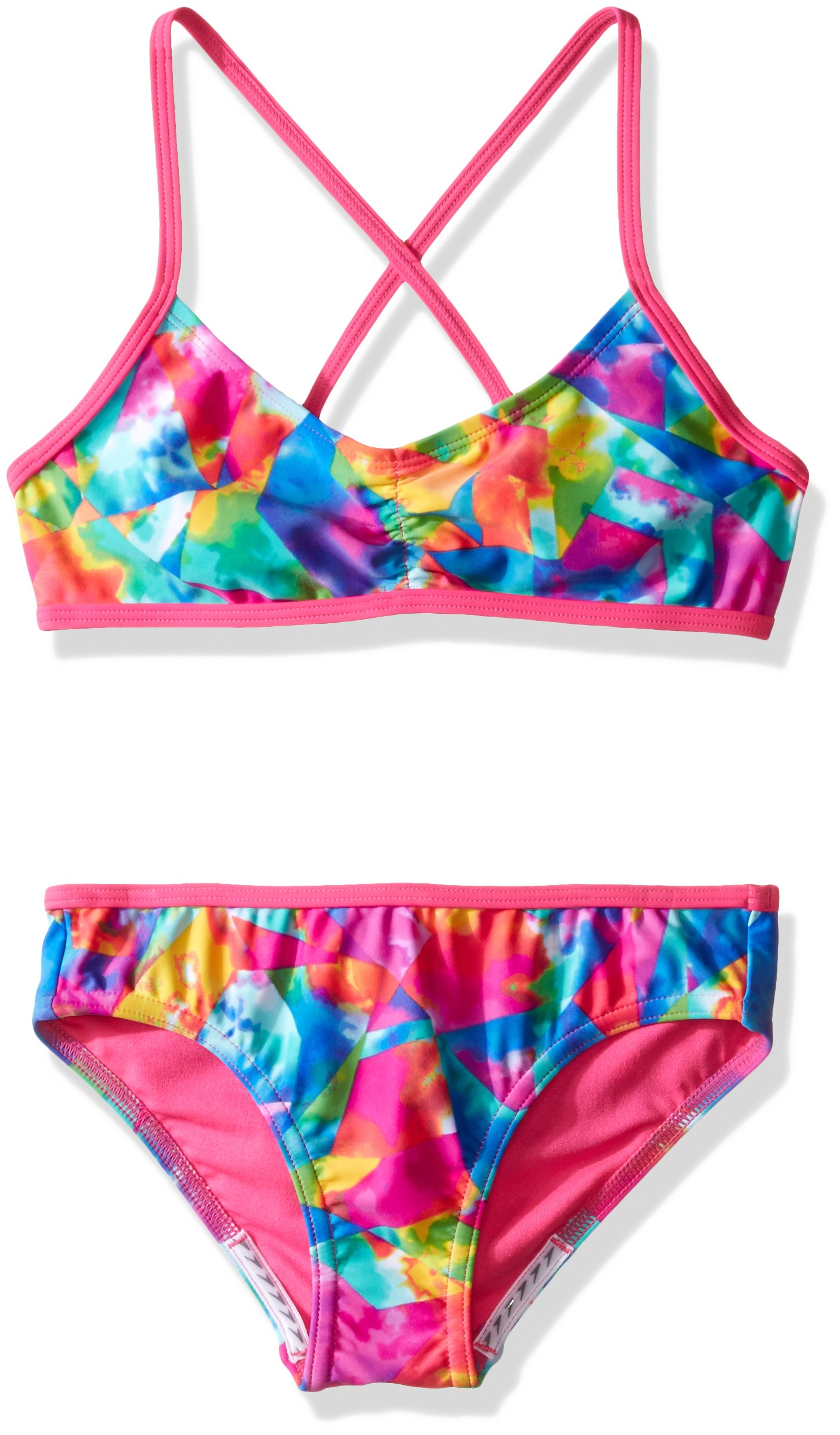 Speedo Girls' Two Piece Bikini Swimsuit Set - Floral Print, UPF 50+ Sun Protection, Quick Dry Fabric for Swimming, Beach & Summer Vacations