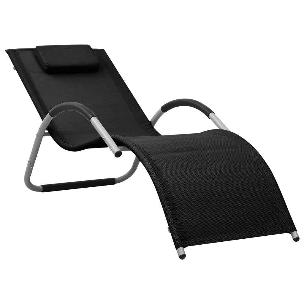Premium Outdoor Chaise Lounge - Waterproof Textilene Sun Lounger with Adjustable Backrest, Black & Gray Patio Furniture for Poolside, Beach, Garden, Balcony & Backyard Relaxation | Perfect for Sunbathing, Reading & Outdoor Lounging