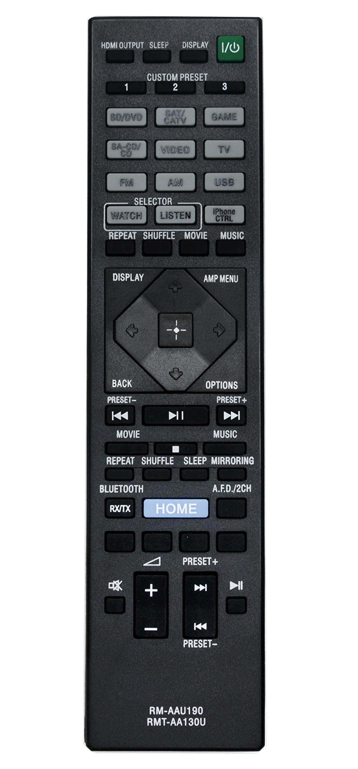 RM-AAU190 RMT-AA130U RM-AA130U Replacement Remote Control Compatible with Sony STR-DH750/STR-DH550/STR-DN1060/STR-DN860 AV Receiver - Perfect for Home Theater Audio Video System Control