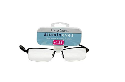 Foster Grant AluminEyes AL 34 Gun Metal Reading Glasses +1.00 Strength - Lightweight & Stylish for Reading, Computer Use & Daily Wear