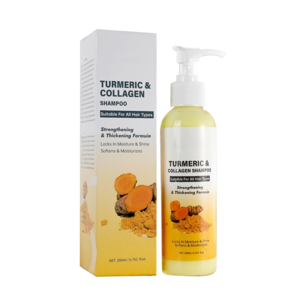 Turmeric & Collagen Hair Growth Shampoo - Deep Cleansing, Nourishing & Strengthening Formula for Oily Hair & Scalp (200ml/6.8fl.oz) - Promotes Healthy Hair Growth & Hydration | Ideal for Daily Use & Scalp Care