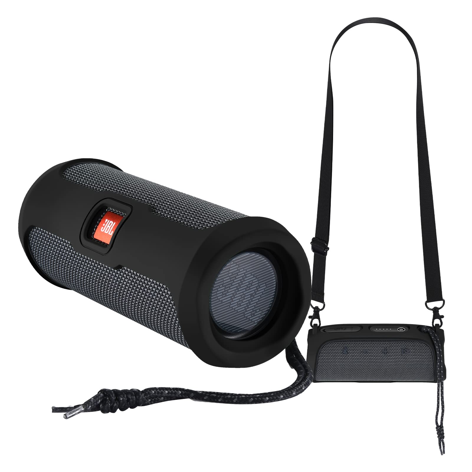 JBL Flip Essential 2 Silicone Protective Case - Shockproof Travel Cover Sleeve for Bluetooth Speaker (Black) | Perfect for Outdoor Adventures, Beach Trips & Daily Commuting