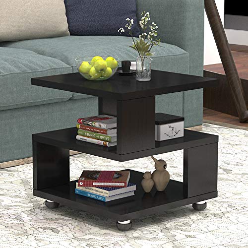 Magic Cube Nightstand - 2-Tier Modern Japanese Tatami Style Bedside Table with Storage, Black | Perfect for Small Spaces, Bedrooms & Minimalist Home Decor
