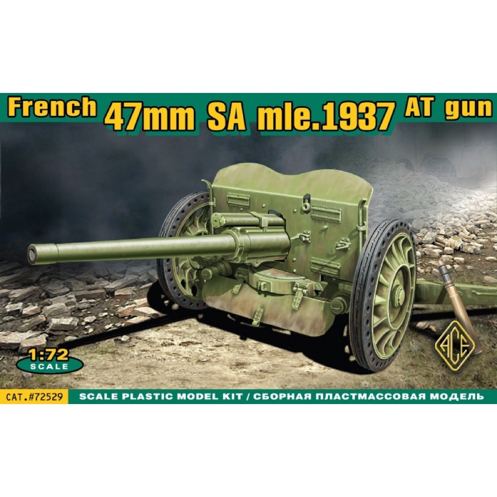 Ace Models 72529 1/72 Scale French 47mm Anti-Tank Gun 1937 - Highly Detailed Military Model Kit for Collectors & Wargaming Scenes