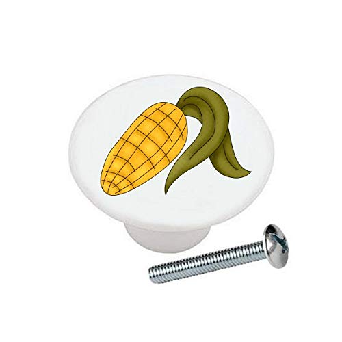 Glossy Ceramic Cabinet Knobs - Corn Themed Drawer Pulls for Kitchen & Bathroom Decor | Garden Goodies Country Vegetables Collection | Farmhouse Style Hardware for Dressers, Cabinets & Furniture