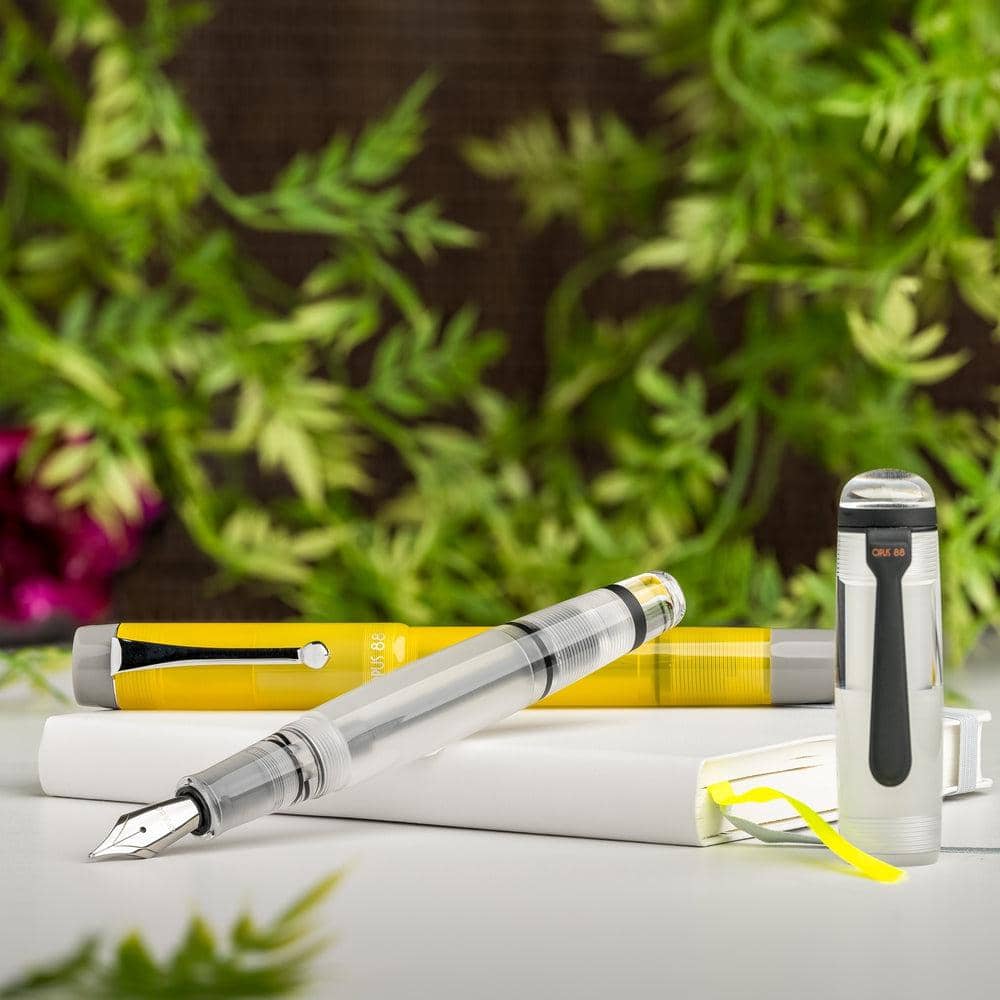 Opus 88 Fountain Pen Demonstrator Yellow - Premium Transparent Eyedropper Fountain Pen with Japanese Nib (2021) - Perfect for Calligraphy, Journaling & Gift Giving