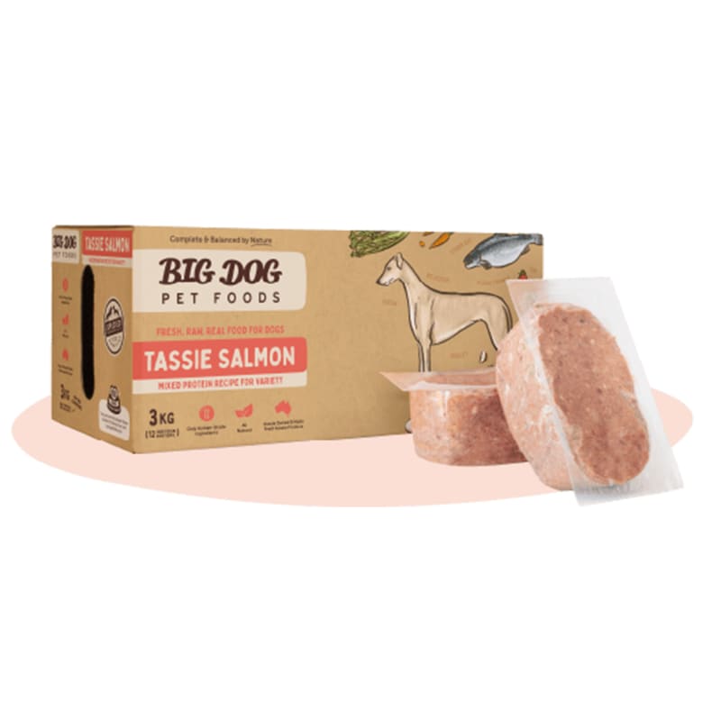 Premium Tassie Salmon Frozen Raw Dog Food for Large Breeds - 3kg BARF Diet | High Protein, Grain-Free | Perfect for Active & Senior Dogs - 10% OFF