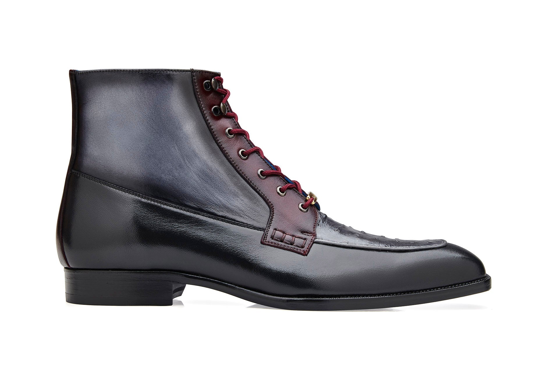 Belvedere Greco Genuine Ostrich Quill & Italian Leather Boots for Men - Black, Gray, Burgundy - R79 - Perfect for Formal Events, Weddings & Luxury Fashion