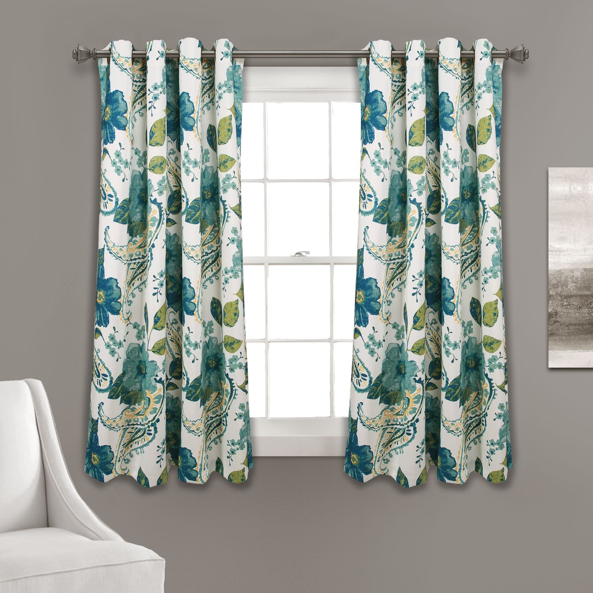 Floral Paisley Light Filtering Window Curtains Set - Elegant Sheer Drapes for Living Room, Bedroom & Nursery - Soft Light Diffusion & Privacy Protection
