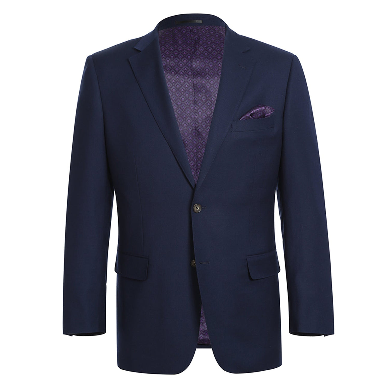 Alessandro Vitello by Renoir Dark Navy Classic Fit Notch Lapel Solid Blazer 561 6 | Men's Formal Business Suit Jacket | Perfect for Office, Weddings & Special Occasions