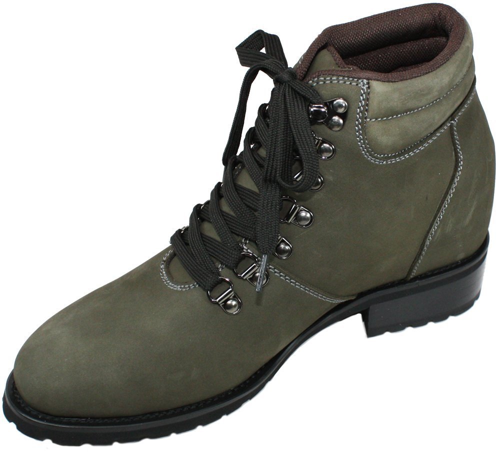 Calden Men's Invisible Height Increasing Elevator Shoes - Leather Lace-up Super Lightweight Ankle Boots - 3.3 Inches Taller - Perfect for Work, Dating & Formal Occasions