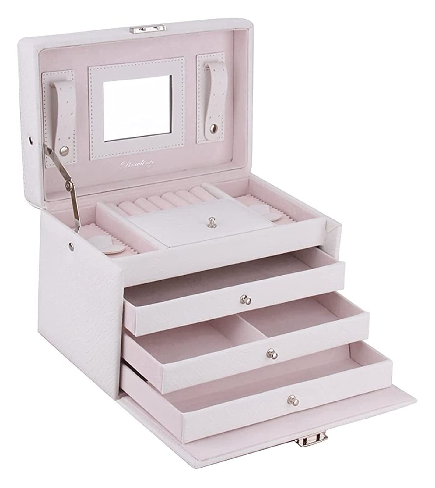 LOKOC White Jewelry Storage Box Organizer for Home & Travel