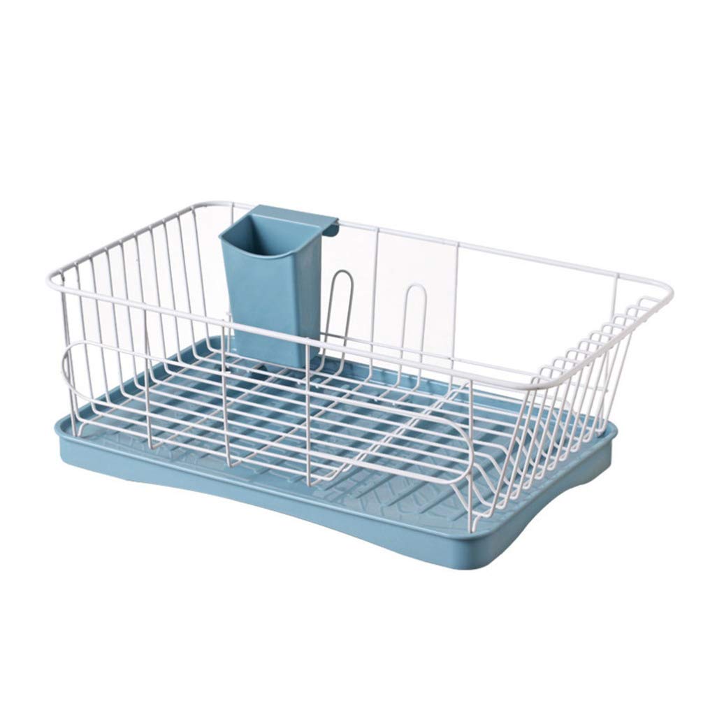 UPKOCH Multifunctional Dish Drainer Rack & Cutlery Drying Tray - Blue Plastic Kitchen Storage Rack for Countertop, Ideal for Dish Drying and Cutlery Organization in Small Kitchens