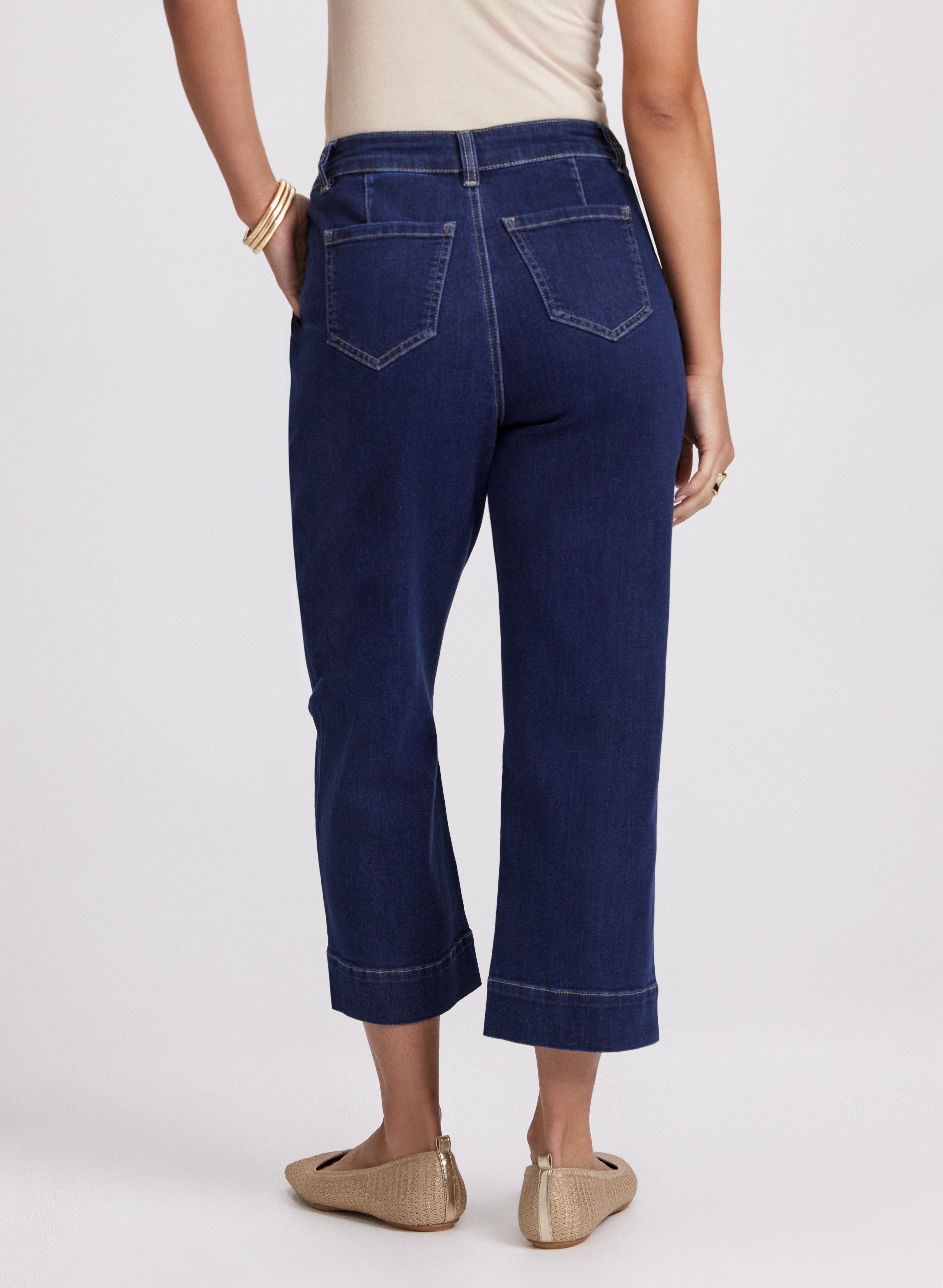 Stylish Cropped Wide Leg Jeans for Women - High Waist Distressed Denim Pants - Perfect for Casual Outfits & Summer Fashion