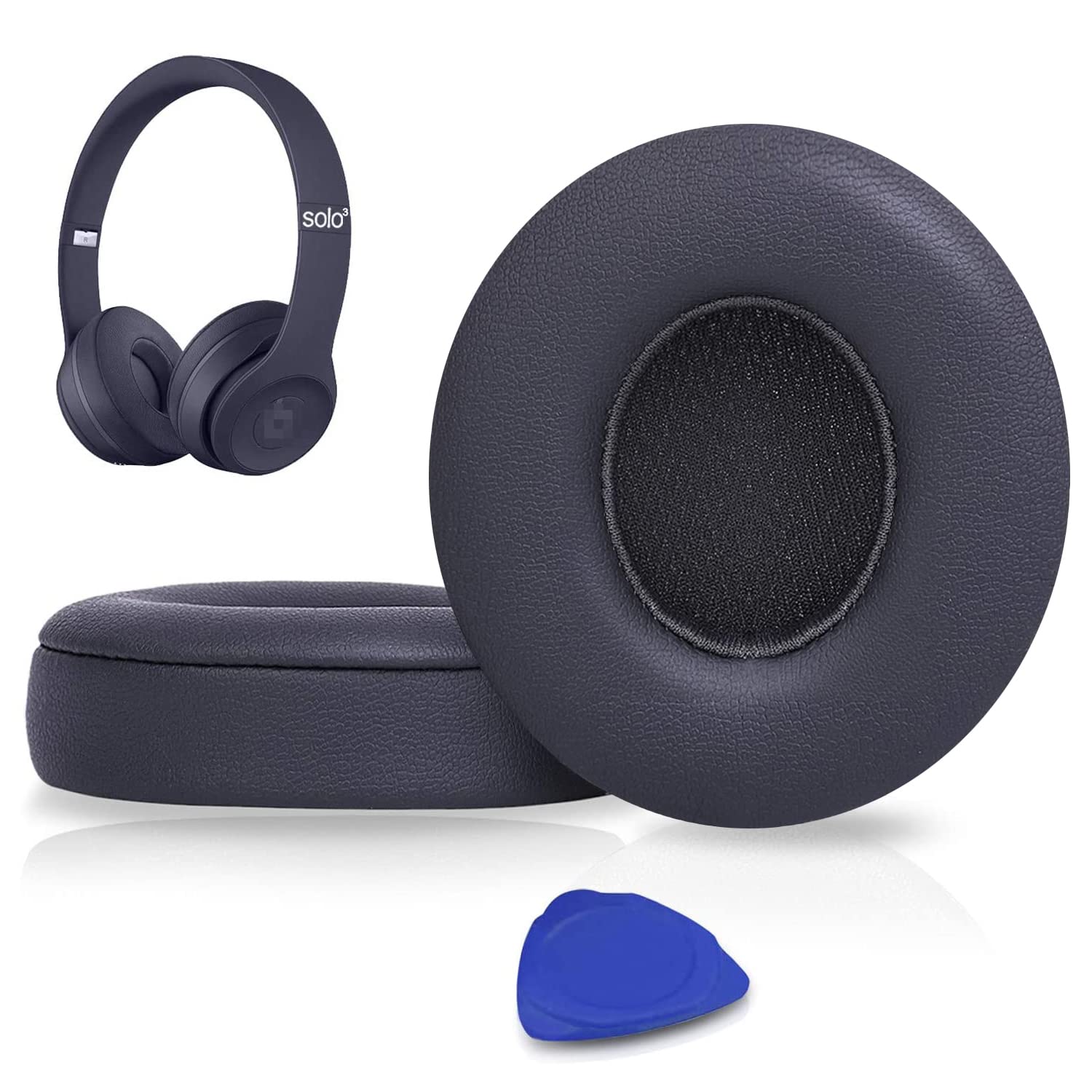 SoloWIT® Replacement Ear Pads Cushions for Beats Solo 2 & Solo 3 Wireless On-Ear Headphones - Premium Protein Leather, Enhanced Adhesive, Noise Isolating Memory Foam (Titanium) - Perfect for Travel, Workouts & Daily Commuting