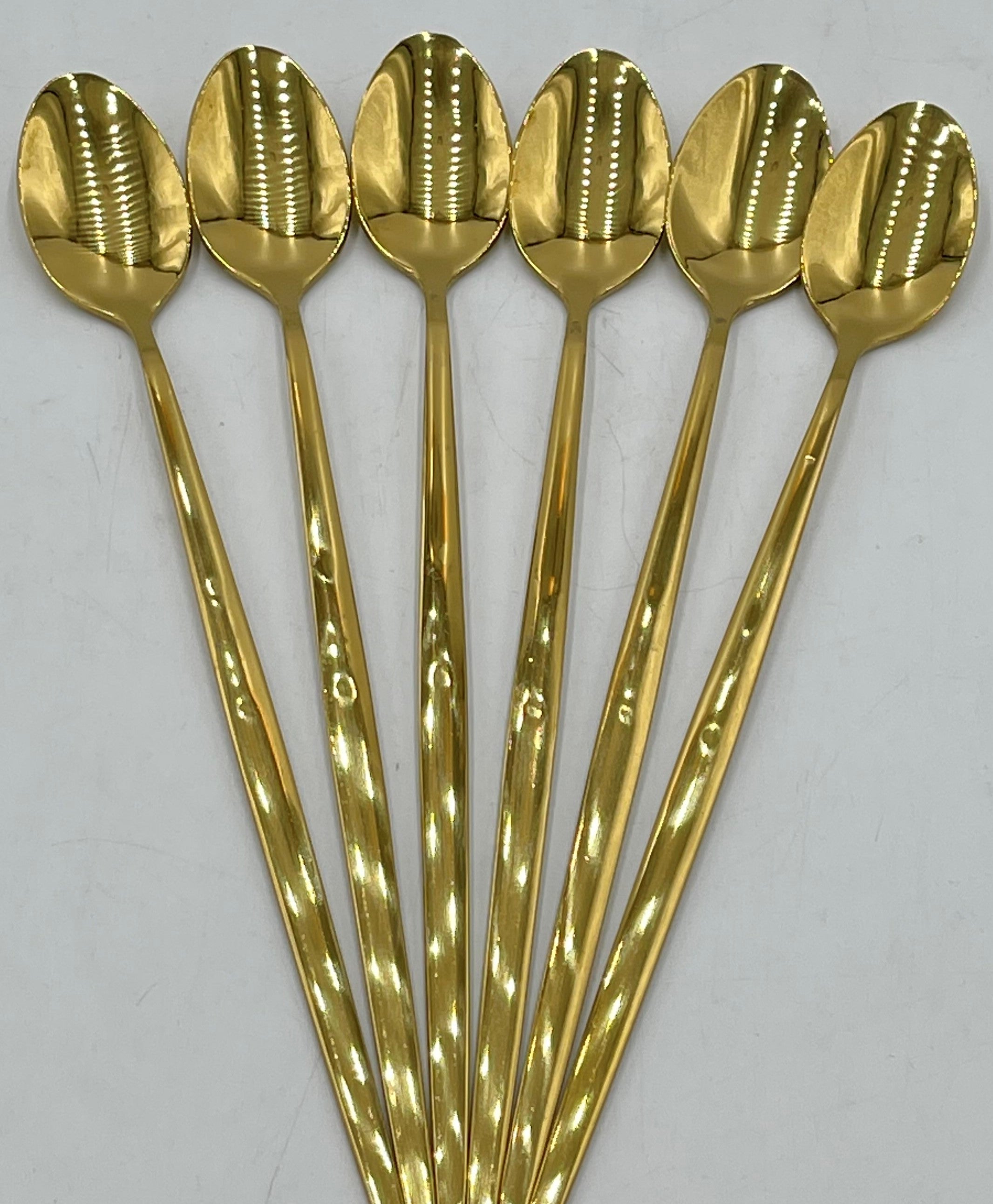 6-Piece Gold Long Coffee Spoons Set - Elegant Stirring & Serving Utensils for Coffee, Tea, and Desserts