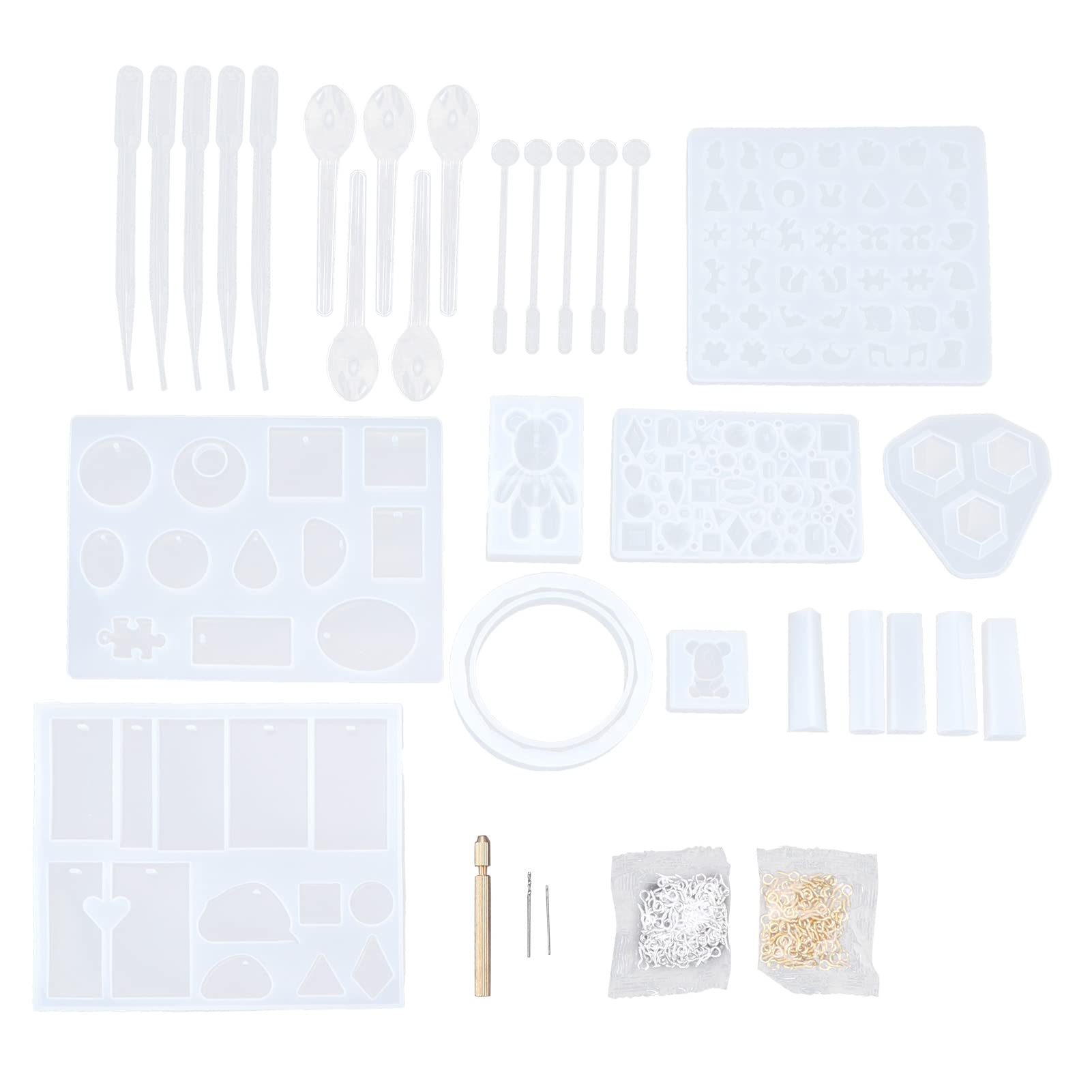 229pcs Transparent Resin Jewelry Molds for Necklaces, Keychains & DIY Crafts - Easy Clean & Reusable Silicone Molds for Epoxy Resin Art, Pendants & Handmade Accessories (Perfect for Jewelry Making, Gift Crafting & Home Decor Projects)